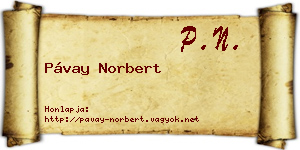 Pávay Norbert névjegykártya